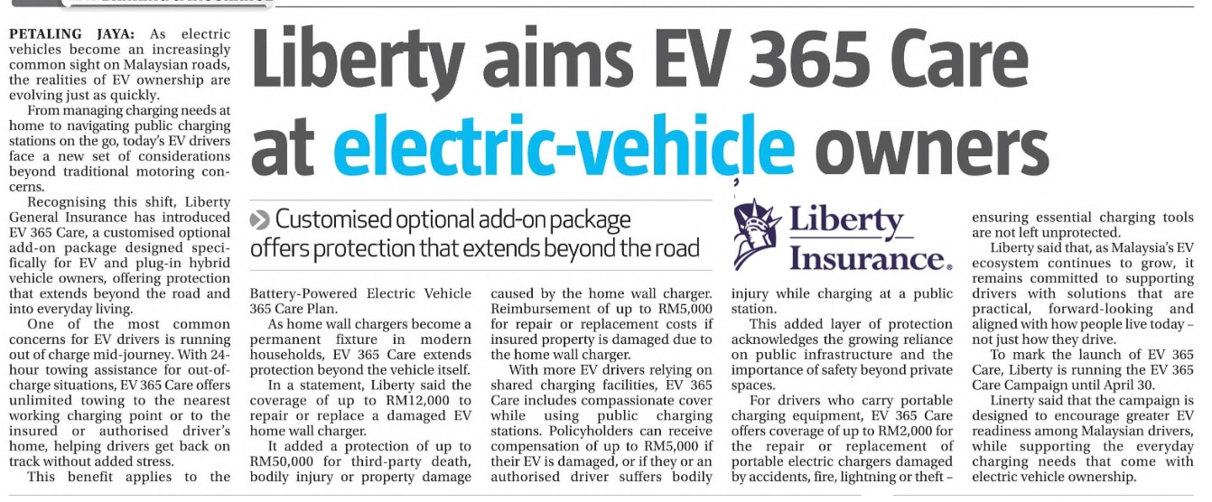 the sun liberty aims ev 365 care at electric vehicle owners